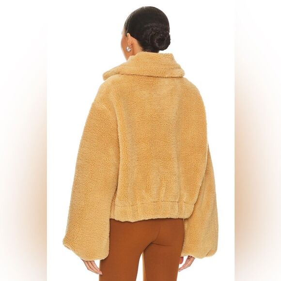 NWT Free People Get Cozy Teddy Full Zip Jacket in Camel Tan - Picture 7 of 12